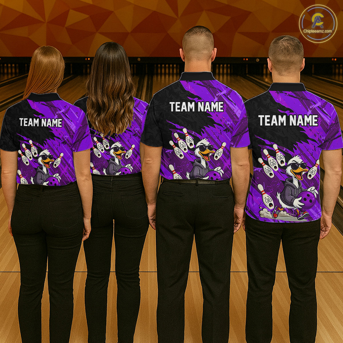 Purple Funny Duck Bowling Shirt for Women Custom Bowling Team Jersey Bowling League Polo & Quarter-Zip QZT944