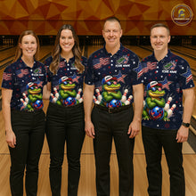 Load image into Gallery viewer, Custom American Flag Alligator Bowling Shirt for Men Patriotic Bowling Jersey Polo &amp; 1/4-Zip QZT1029