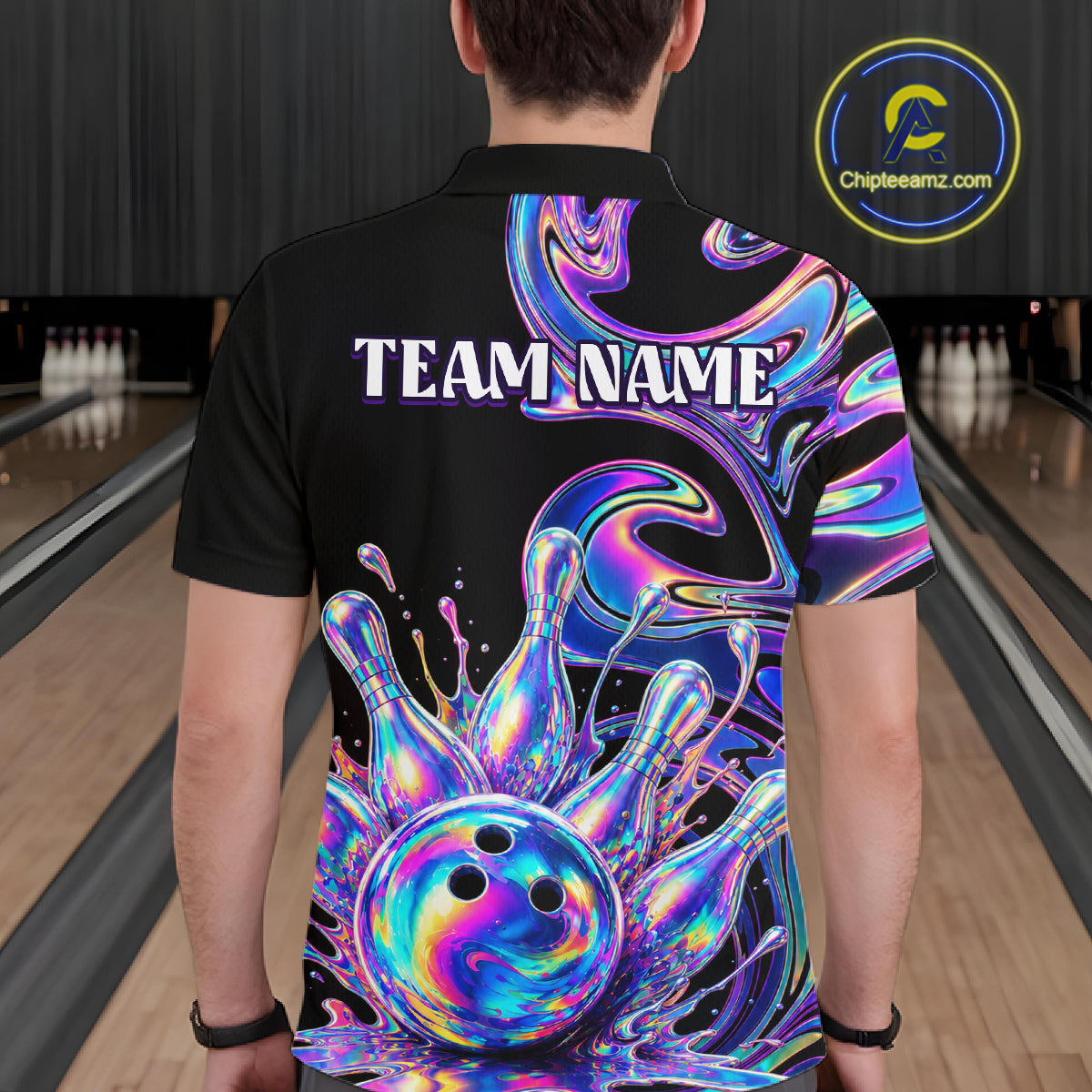 Custom Holographic Bowling Shirt Bowling Team Jersey for Men Polo & 1/4-Zip QZT1219