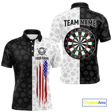 Load image into Gallery viewer, Custom Black &amp; White Skull Dart Shirt for Men American Flag Dart Jersey for Team Dartboard Shirts Gift DHT10