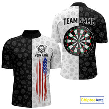Load image into Gallery viewer, Custom Black &amp; White Skull Dart Shirt for Men American Flag Dart Jersey for Team Dartboard Shirts Gift DHT10