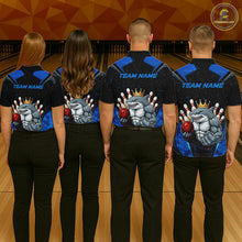 Load image into Gallery viewer, Custom Blue Funny Shark Bowling Team Shirt Bowling Jersey for Women Polo &amp; Quarter-Zip QZT949