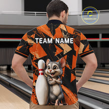 Load image into Gallery viewer, Black &amp; Orange Funny Mouse Bowling Team Shirt for Men Custom Bowling Jersey Polo &amp; Quarter-Zip QZT1033