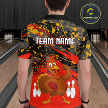 Load image into Gallery viewer, Red Funny Turkey Bowling Team Shirt for Men Bowling Jersey Thanksgiving Bowling Outfit QZT776