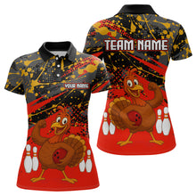 Load image into Gallery viewer, Red Funny Turkey Bowling Team Shirt for Women Bowling Jersey Thanksgiving Bowling Outfit QZT776