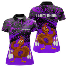 Load image into Gallery viewer, Purple Funny Turkey Bowling Team Shirt for Women Bowling Jersey Thanksgiving Bowling Outfit QZT776