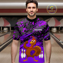 Load image into Gallery viewer, Purple Funny Turkey Bowling Team Shirt for Men Bowling Jersey Thanksgiving Bowling Outfit QZT776