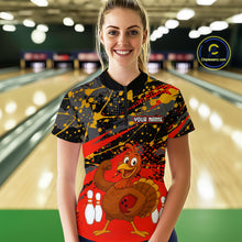 Load image into Gallery viewer, Red Funny Turkey Bowling Team Shirt for Women Bowling Jersey Thanksgiving Bowling Outfit QZT776
