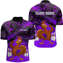 Load image into Gallery viewer, Purple Funny Turkey Bowling Team Shirt for Men Bowling Jersey Thanksgiving Bowling Outfit QZT776