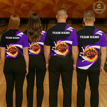 Load image into Gallery viewer, Personalized Purple Flame Demon Hand Bowling Shirt for Women Bowling Outfit Polo &amp; Quarter-Zip Bowling Jersey QZT867