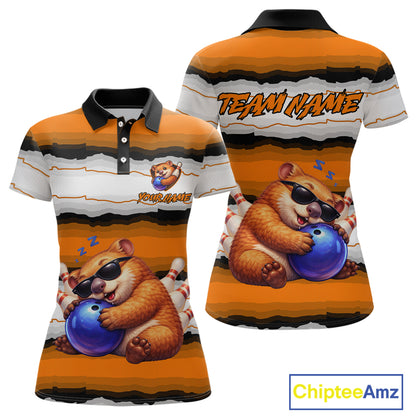 Custom Orange Wombat Bowling Shirt for Women Bowling League Jersey Polo & 1/4-Zip Bowling Outfit QZT925