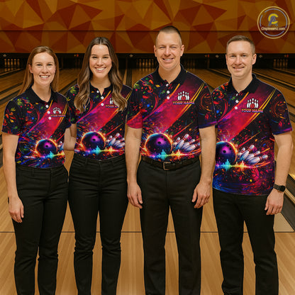 Custom Retro Music Bowling Shirt for Men Bowling Jersey Polo & 1/4-Zip Bowling Tournament QZT954