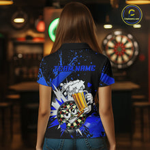 Load image into Gallery viewer, Funny Blue Beer Dartboard Team Shirt for Women Custom Dart Jersey Polo &amp; Quarter-Zip Dart Outfit DHT40