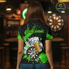 Load image into Gallery viewer, Funny Green Beer Dartboard Team Shirt for Women Custom Dart Jersey Polo &amp; Quarter-Zip Dart Outfit DHT40