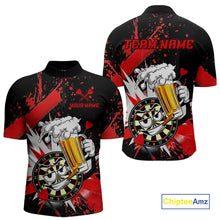 Load image into Gallery viewer, Funny Red Beer Dartboard Team Shirt for Men Custom Dart Jersey Polo &amp; Quarter-Zip Dart Outfit DHT40