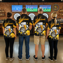 Load image into Gallery viewer, Funny Yellow Beer Dartboard Team Shirt for Men Custom Dart Jersey Polo &amp; Quarter-Zip Dart Outfit DHT40