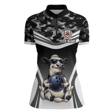 Load image into Gallery viewer, Custom Funny Cow Bowling Shirt for Women Camo Bowling League Jersey Polo &amp; Quarter-Zip QZT871