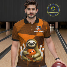 Load image into Gallery viewer, Orange Funny Sloth Bowling Shirt for Men Custom Bowling Jersey Polo &amp; Quarter-Zip Bowling Outfit QZT995