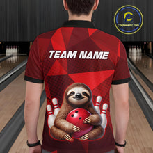 Load image into Gallery viewer, Red Funny Sloth Bowling Shirt for Men Custom Bowling Jersey Polo &amp; Quarter-Zip Bowling Outfit QZT995