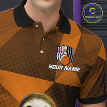 Load image into Gallery viewer, Orange Funny Sloth Bowling Shirt for Men Custom Bowling Jersey Polo &amp; Quarter-Zip Bowling Outfit QZT995