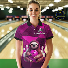 Load image into Gallery viewer, Pink Funny Sloth Bowling Shirt for Women Custom Bowling Jersey Polo &amp; Quarter-Zip Bowling Outfit QZT995