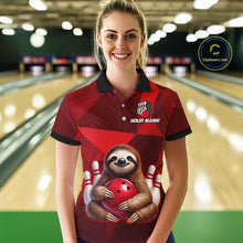 Load image into Gallery viewer, Red Funny Sloth Bowling Shirt for Women Custom Bowling Jersey Polo &amp; Quarter-Zip Bowling Outfit QZT995