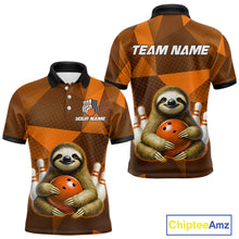 Load image into Gallery viewer, Orange Funny Sloth Bowling Shirt for Men Custom Bowling Jersey Polo &amp; Quarter-Zip Bowling Outfit QZT995