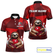 Load image into Gallery viewer, Red Funny Sloth Bowling Shirt for Men Custom Bowling Jersey Polo &amp; Quarter-Zip Bowling Outfit QZT995