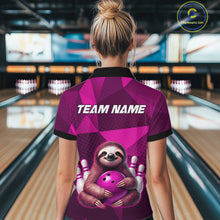 Load image into Gallery viewer, Pink Funny Sloth Bowling Shirt for Women Custom Bowling Jersey Polo &amp; Quarter-Zip Bowling Outfit QZT995