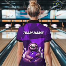 Load image into Gallery viewer, Purple Funny Sloth Bowling Shirt for Women Custom Bowling Jersey Polo &amp; Quarter-Zip Bowling Outfit QZT995