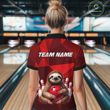Load image into Gallery viewer, Red Funny Sloth Bowling Shirt for Women Custom Bowling Jersey Polo &amp; Quarter-Zip Bowling Outfit QZT995
