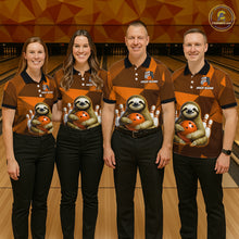Load image into Gallery viewer, Orange Funny Sloth Bowling Shirt for Men Custom Bowling Jersey Polo &amp; Quarter-Zip Bowling Outfit QZT995