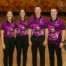 Load image into Gallery viewer, Pink Funny Sloth Bowling Shirt for Men Custom Bowling Jersey Polo &amp; Quarter-Zip Bowling Outfit QZT995