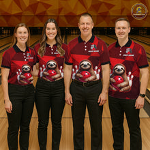 Load image into Gallery viewer, Red Funny Sloth Bowling Shirt for Women Custom Bowling Jersey Polo &amp; Quarter-Zip Bowling Outfit QZT995