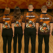 Load image into Gallery viewer, Orange Funny Sloth Bowling Shirt for Men Custom Bowling Jersey Polo &amp; Quarter-Zip Bowling Outfit QZT995