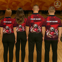 Load image into Gallery viewer, Red Funny Sloth Bowling Shirt for Women Custom Bowling Jersey Polo &amp; Quarter-Zip Bowling Outfit QZT995