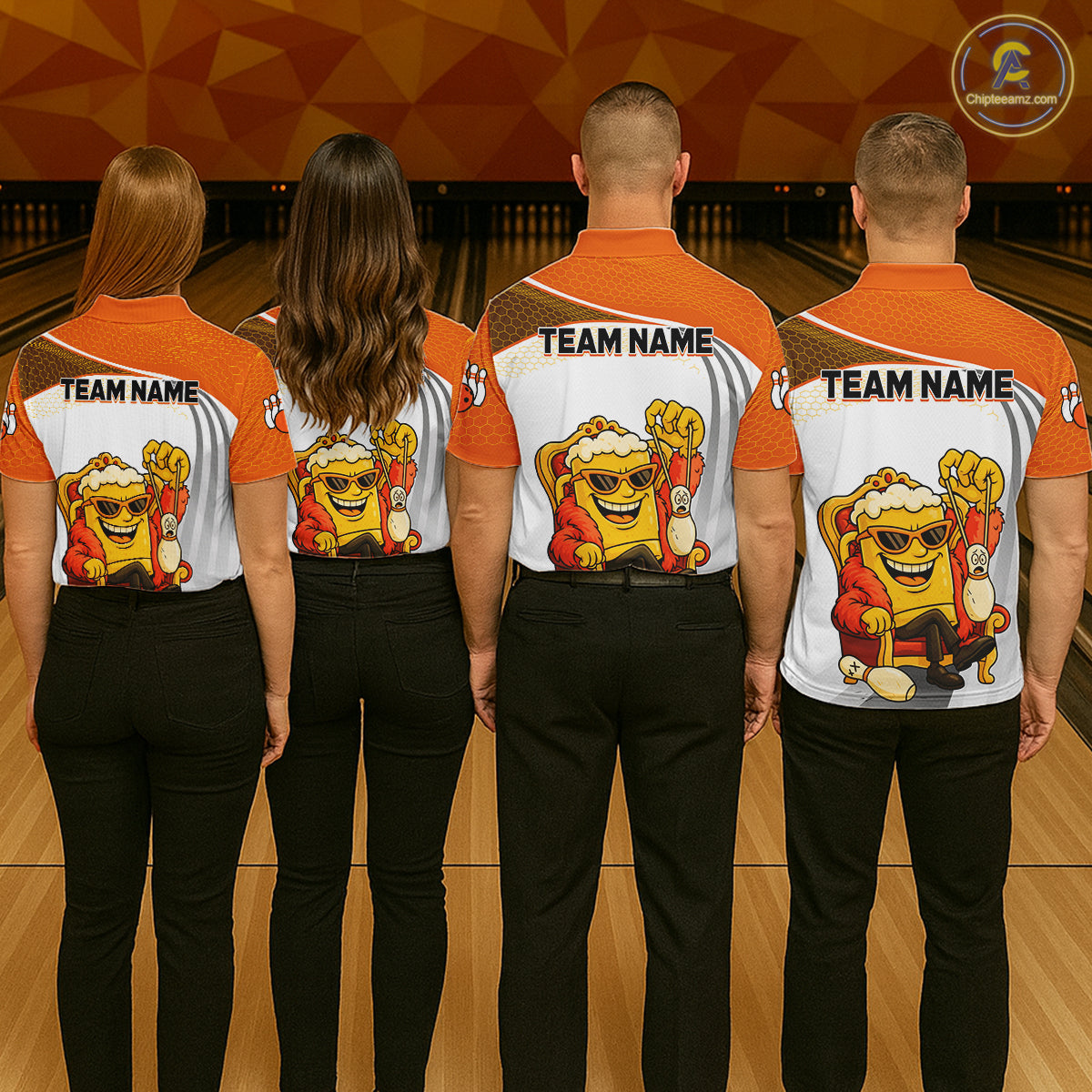 Custom Funny Orange Beer Polo Bowling Team Shirt for Women Quarter-Zip Bowling Jersey Outfit QZT820