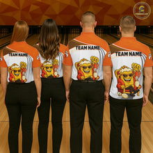 Load image into Gallery viewer, Custom Funny Orange Beer Polo Bowling Team Shirt for Women Quarter-Zip Bowling Jersey Outfit QZT820