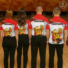 Load image into Gallery viewer, Custom Funny Red Beer Polo Bowling Team Shirt for Women Quarter-Zip Bowling Jersey Outfit QZT820