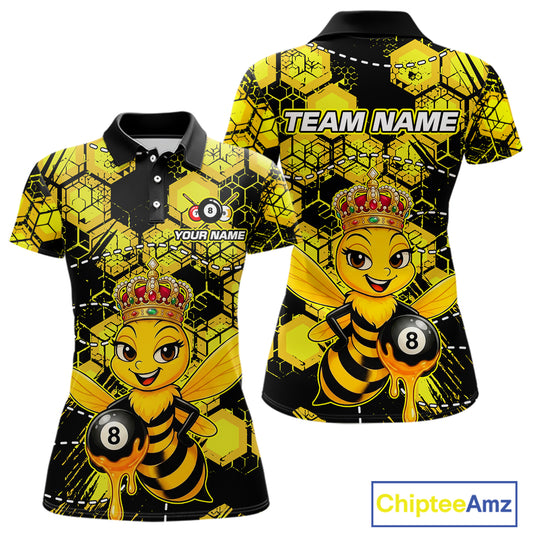 Funny Bee 8 Ball Billiard Shirts for Women Custom Billiard Team Jersey Polo & 1/4 Zip BHT29