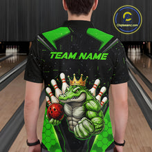 Load image into Gallery viewer, Custom Funny Green Crocodile Bowling Shirt Alligator Bowling Jersey for Men Polo &amp; 1/4 Zip QZT823