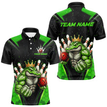 Load image into Gallery viewer, Custom Funny Green Crocodile Bowling Shirt Alligator Bowling Jersey for Men Polo &amp; 1/4 Zip QZT823