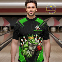 Load image into Gallery viewer, Custom Funny Green Crocodile Bowling Shirt Alligator Bowling Jersey for Men Polo &amp; 1/4 Zip QZT823