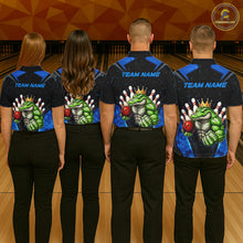 Load image into Gallery viewer, Custom Funny Blue Crocodile Bowling Shirt Alligator Bowling Jersey for Men Polo &amp; 1/4 Zip QZT823