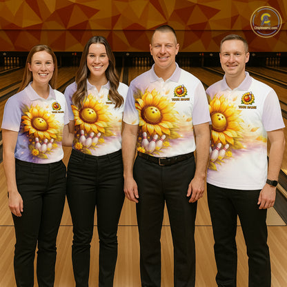 Custom Gradient Sunflower Bowling Shirt for Women Bowling Team Jersey Polo & Quarter-Zip QZT963