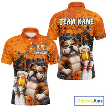 Load image into Gallery viewer, Orange Bull Dog &amp; Beer Bowling Shirt for Men Custom Bowling Team Jersey Bowling Outfit QZT998