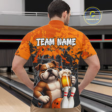 Load image into Gallery viewer, Orange Bull Dog &amp; Beer Bowling Shirt for Men Custom Bowling Team Jersey Bowling Outfit QZT998