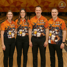 Load image into Gallery viewer, Orange Bull Dog &amp; Beer Bowling Shirt for Women Custom Bowling Team Jersey Bowling Outfit QZT998