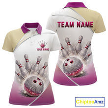 Load image into Gallery viewer, Custom Rhinestone Bowling Shirt for Women Gradient Bowling Team Jersey Polo &amp; Quarter-Zip Bowling Outfit QZT965