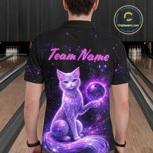 Load image into Gallery viewer, Cat Aurora Galaxy Bowling Shirt  for Men Custom Neon Glow Bowling Jersey Polo &amp; Quarter-Zip QZT968